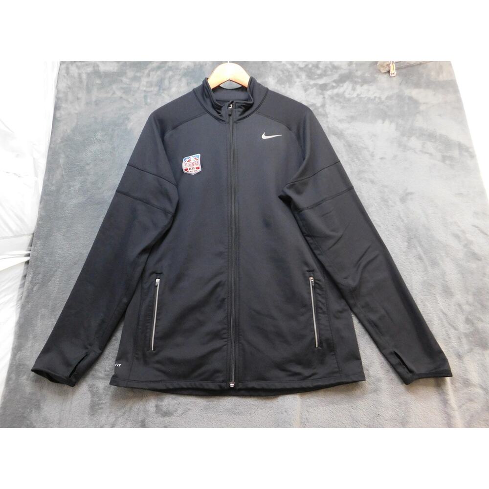 Denver Broncos Full Zip Jacket Mens Large Black NFL Football Nike Dri Fit